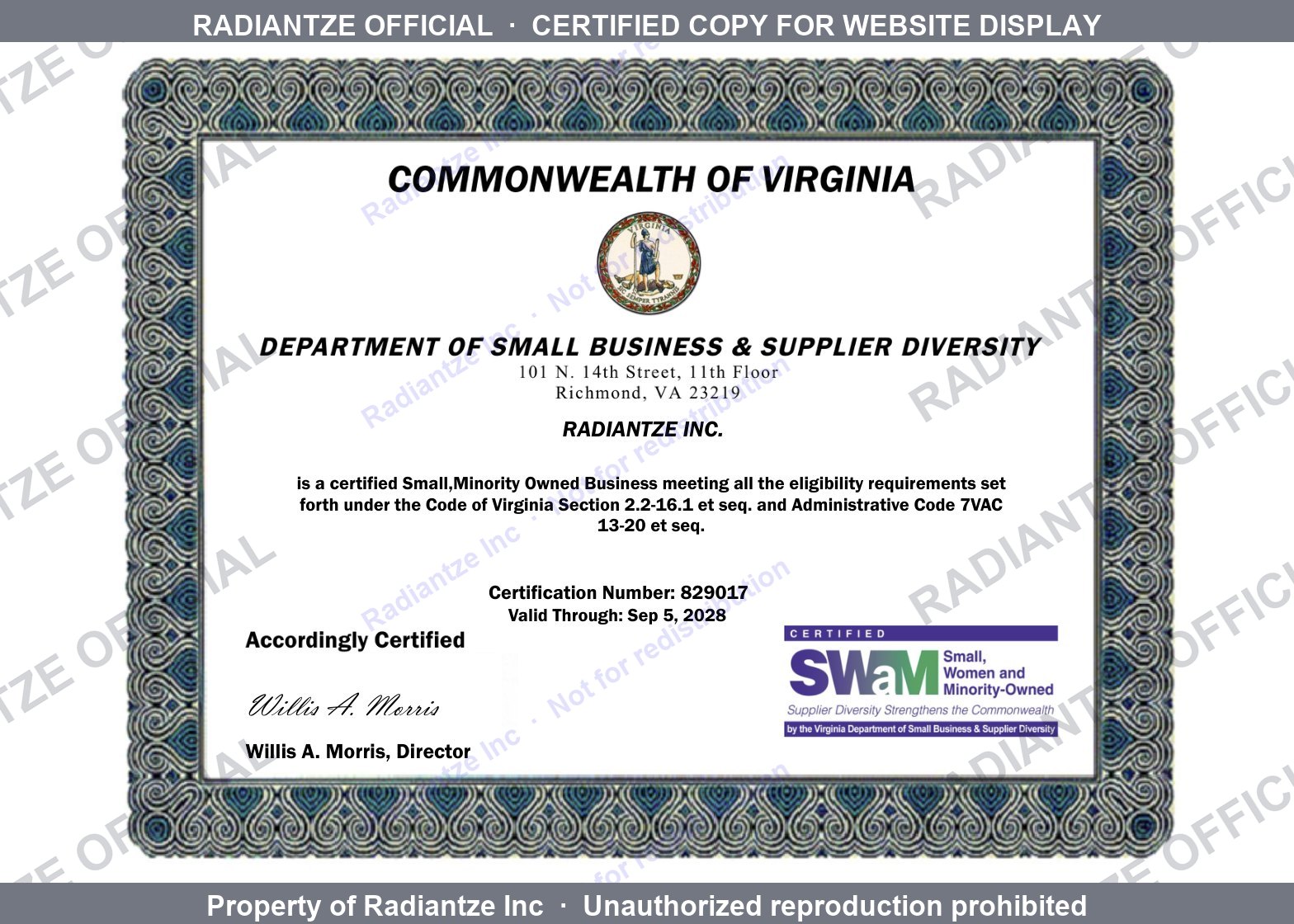 Virginia SWaM Certification watermarked display copy